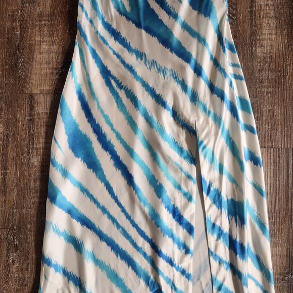Retrofete Amika Dress in Blue Zebra Size XL Maxi Sleeveless Silk - Picture 4 of 13